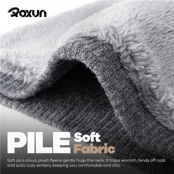 Light Blue Winter Neck Gaiter – Thick Fleece Ski Neck Warmer for Men/Women - Picture 7 of 8